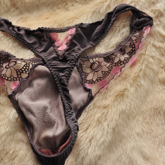 !pcs Acousma Vintage Nylon Embroidery Floral Cute Thong - Picture 10 of 15